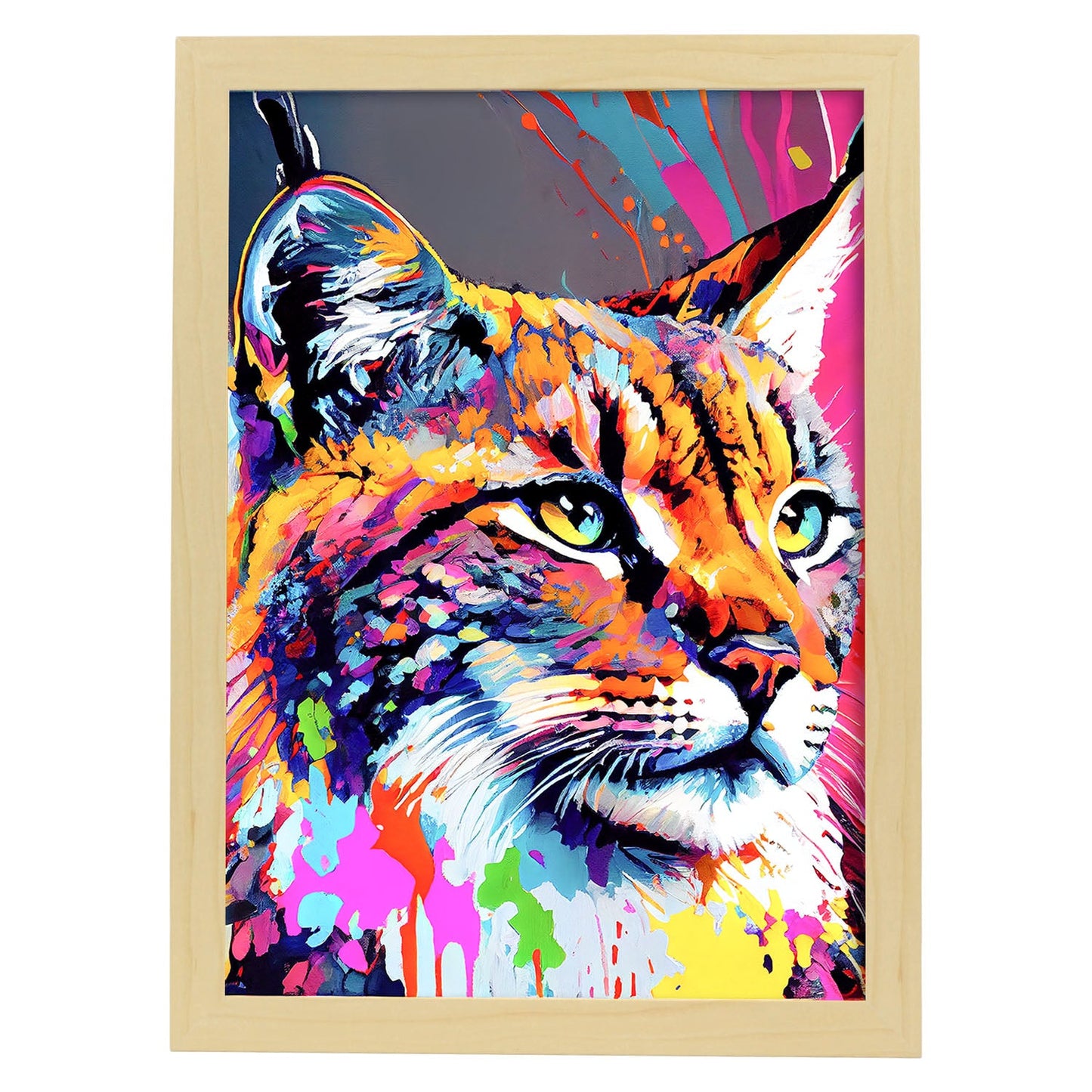 Lámina Nacnic de Lince Sonriente en Estilo Lisa Fran Abstracto