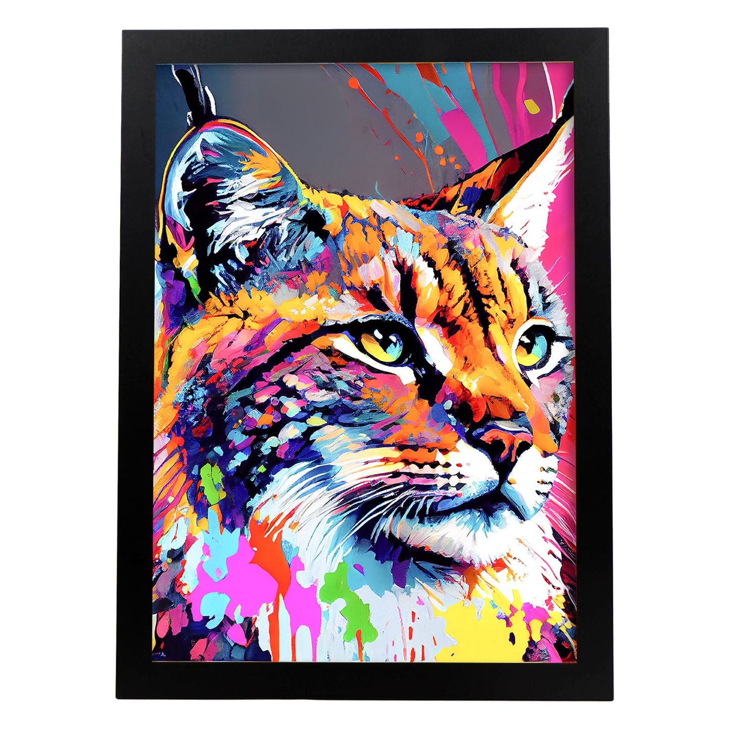 Lámina Nacnic de Lince Sonriente en Estilo Lisa Fran Abstracto