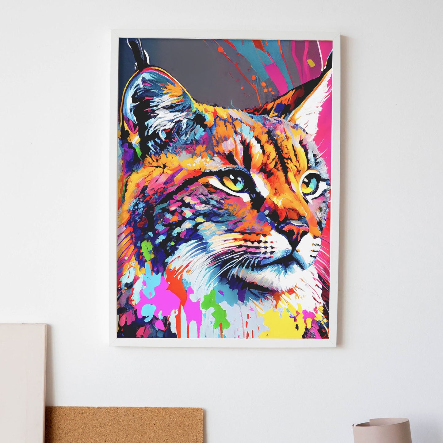 Lámina Nacnic de Lince Sonriente en Estilo Lisa Fran Abstracto