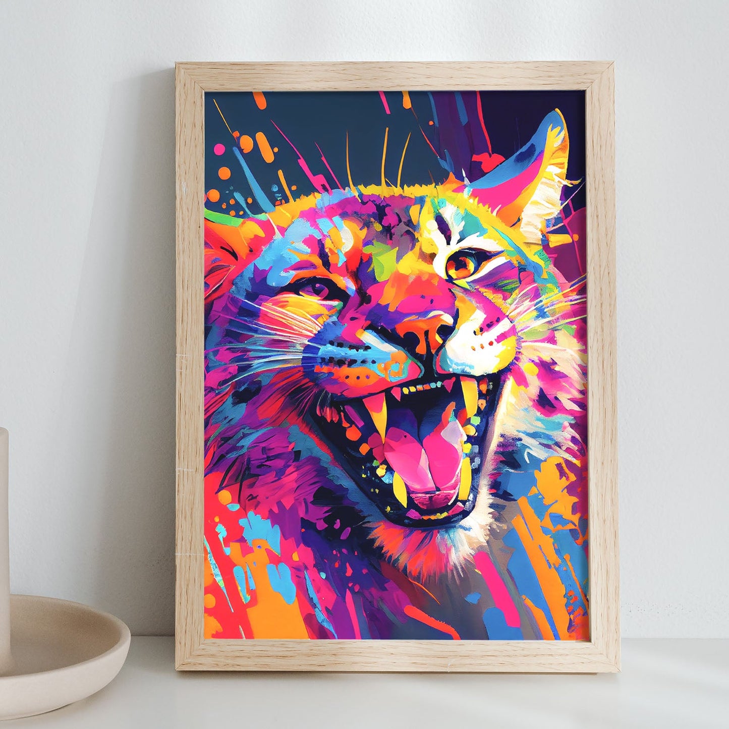 Nacnic Lámina de Lince Sonriente Abstracto en Estilo Lisa Fran_2
