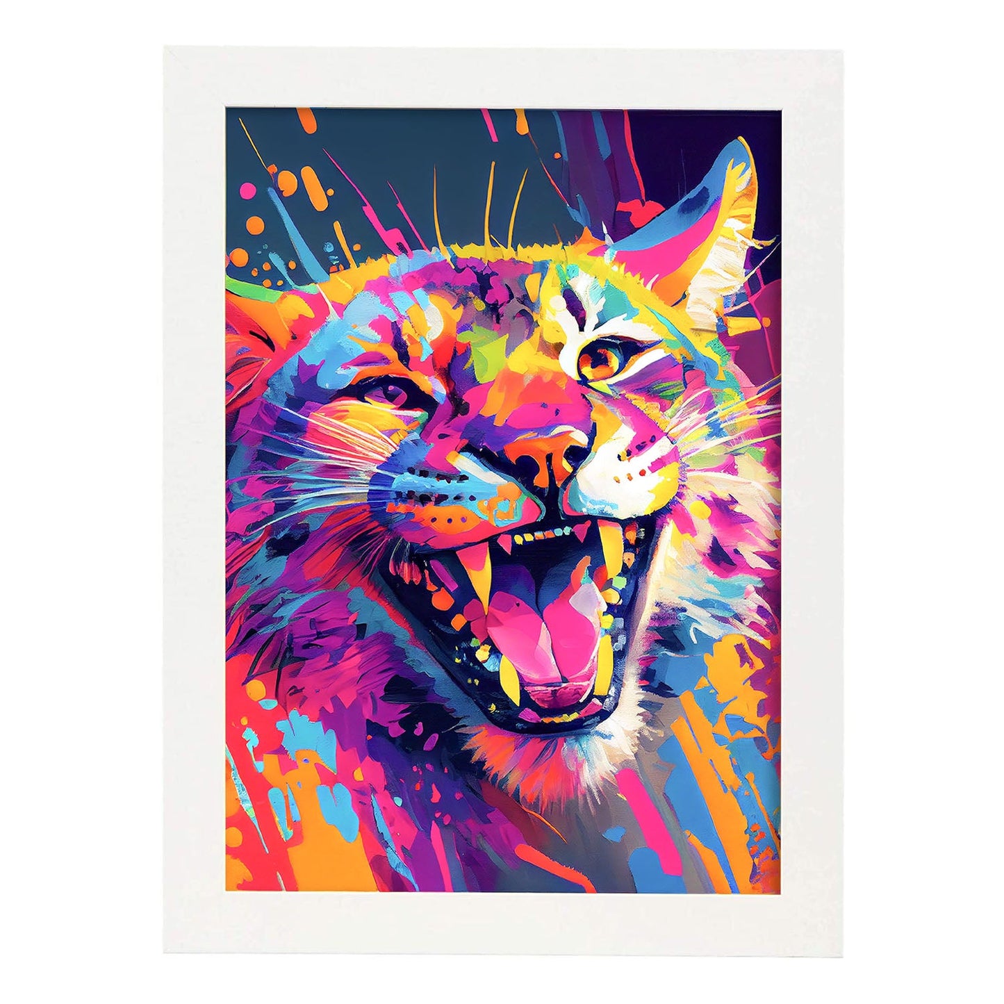 Nacnic Lámina de Lince Sonriente Abstracto en Estilo Lisa Fran_2