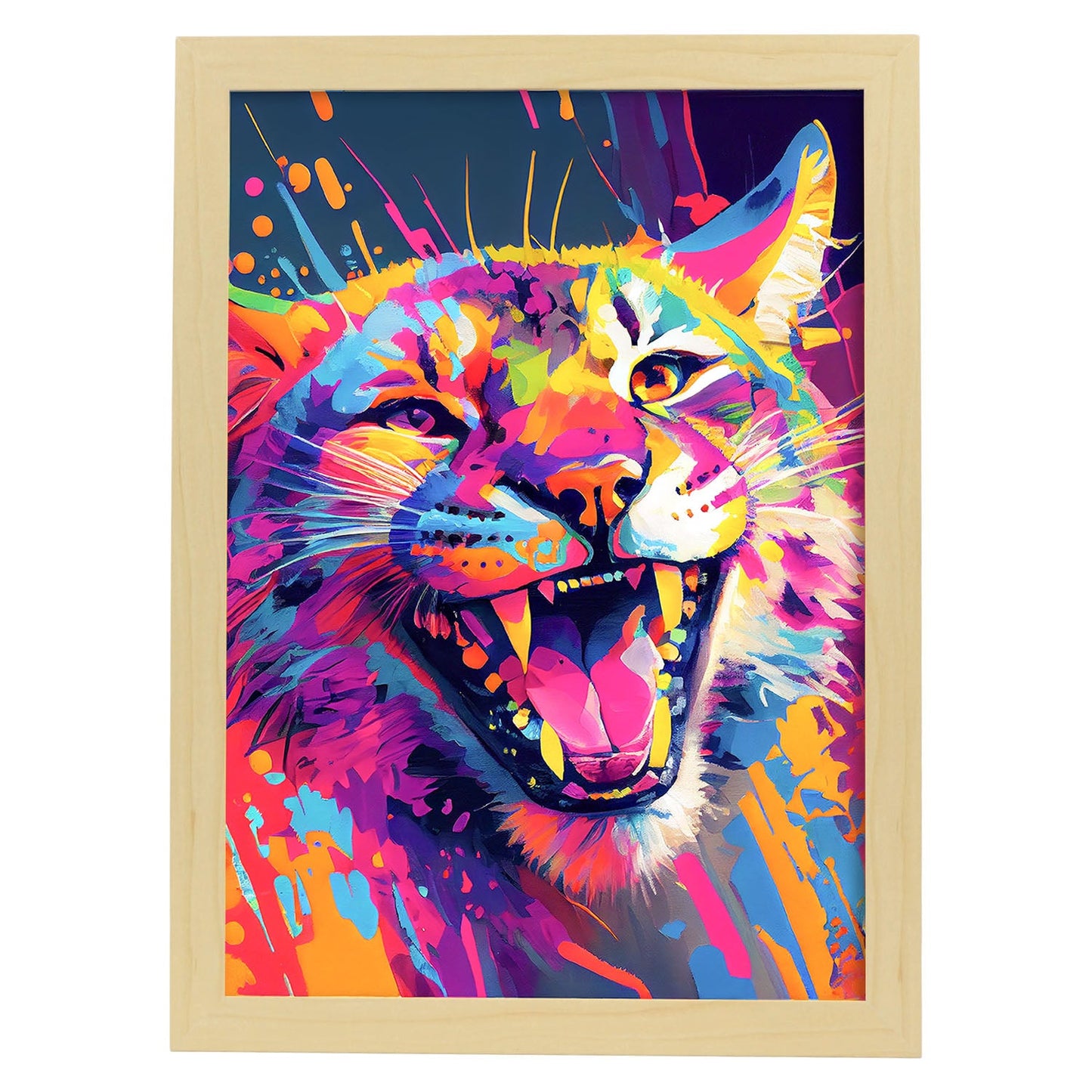 Nacnic Lámina de Lince Sonriente Abstracto en Estilo Lisa Fran_2