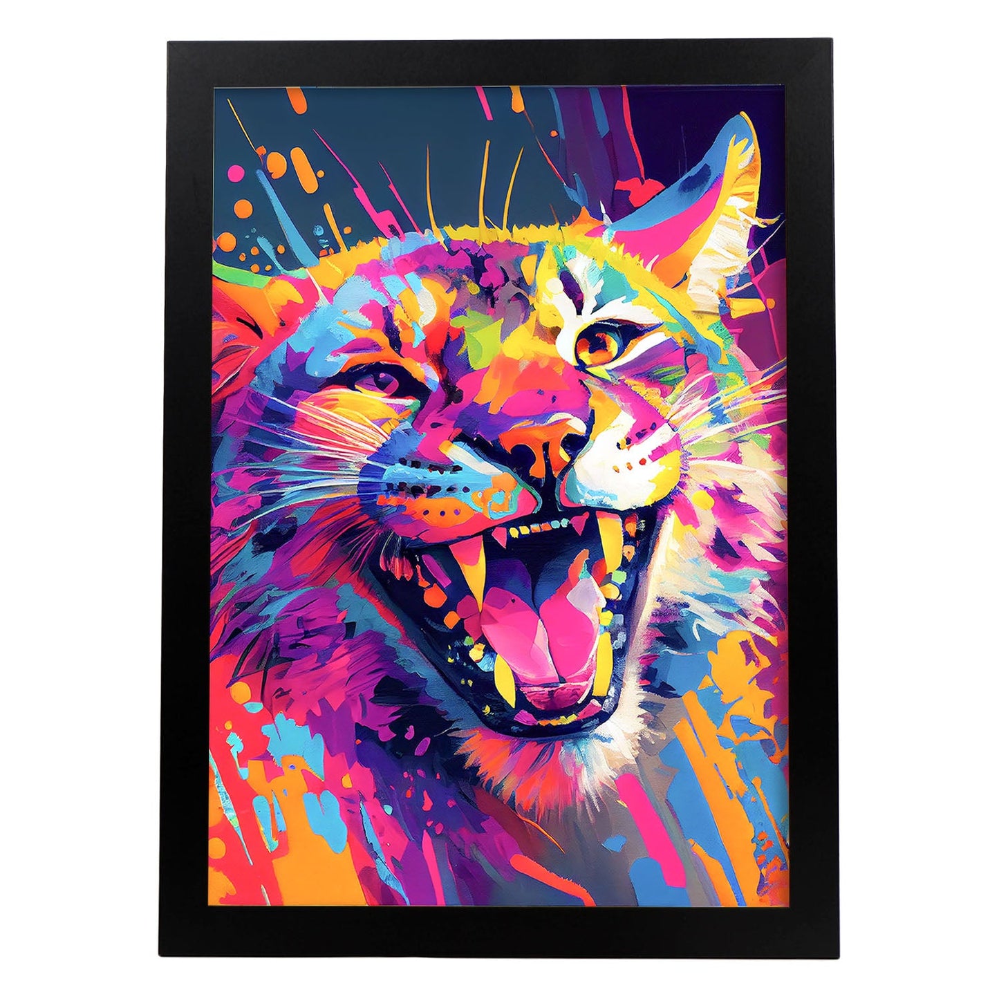 Nacnic Lámina de Lince Sonriente Abstracto en Estilo Lisa Fran_2