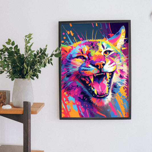 Nacnic Lámina de Lince Sonriente Abstracto en Estilo Lisa Fran_2