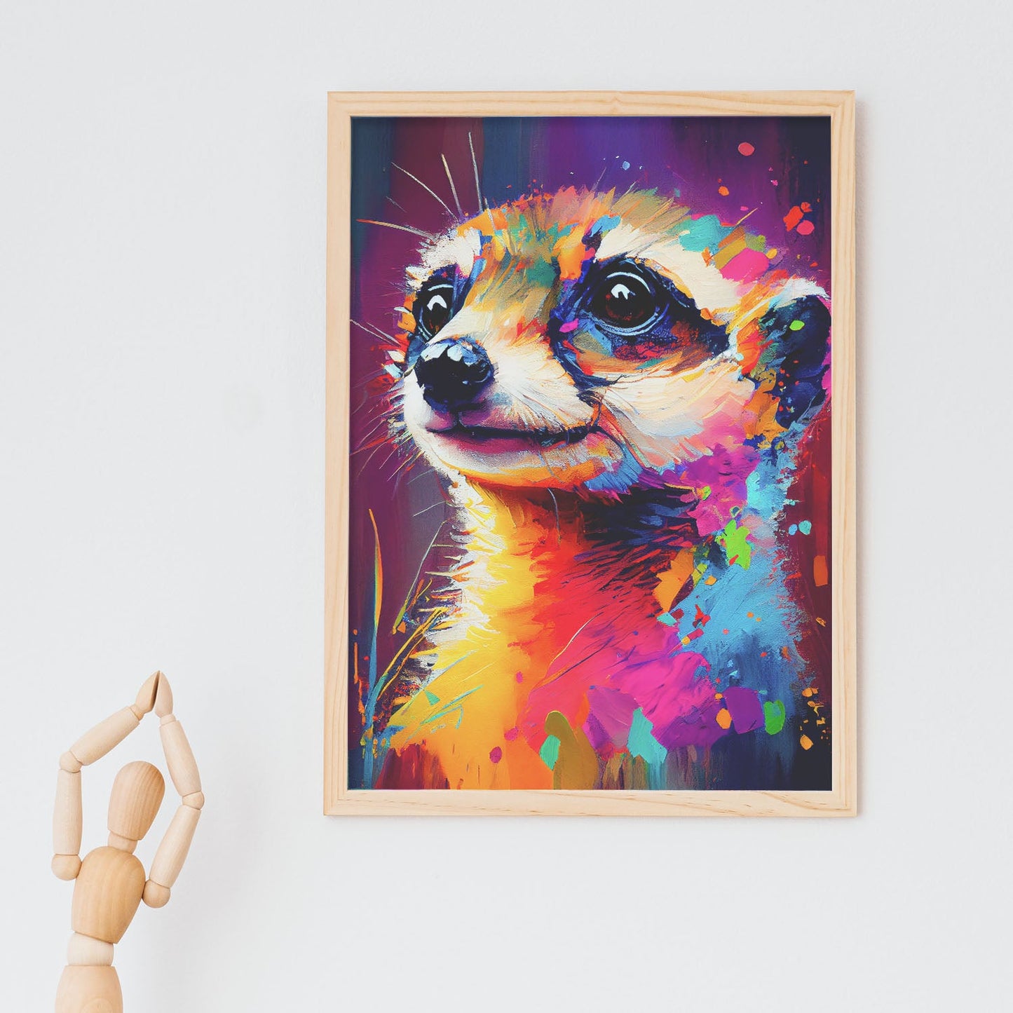 Nacnic Abstract smiling Meerkat in Lisa Fran Style_2. Aesthetic Wall Art Prints for Bedroom or Living Room Design.