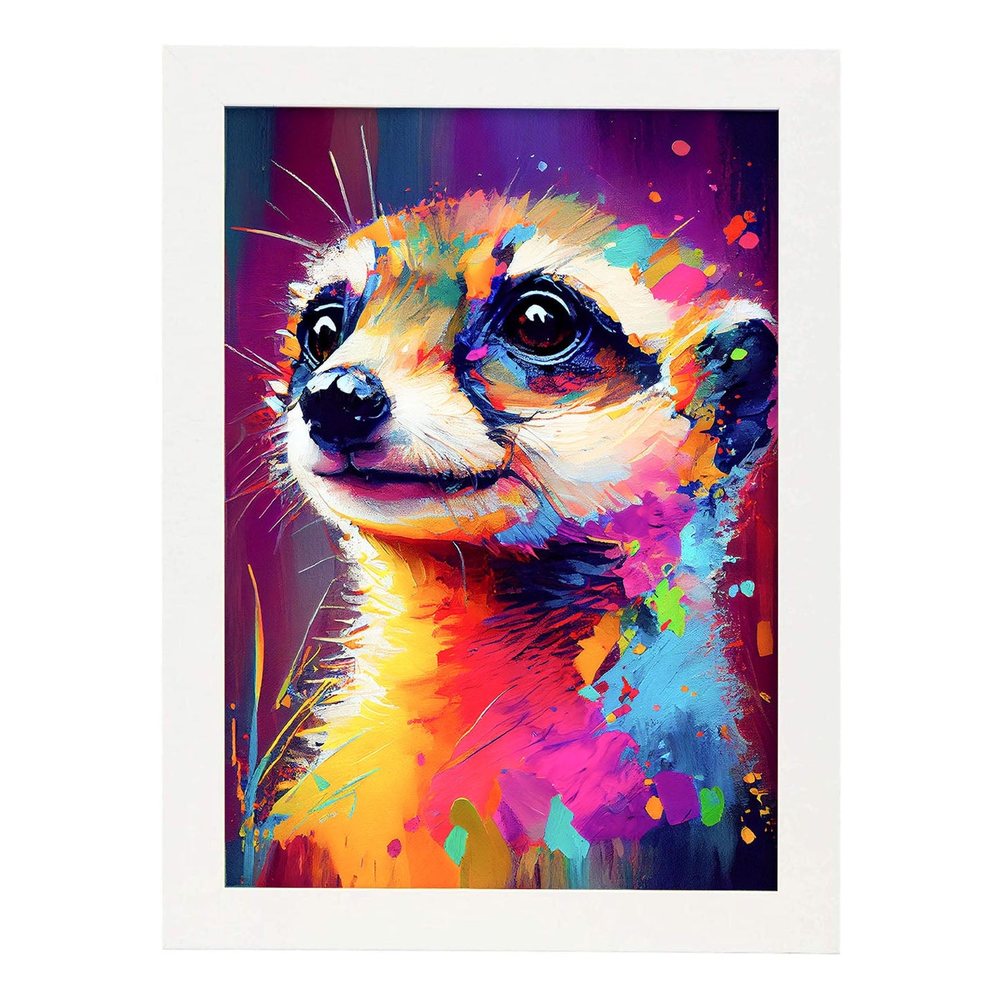 Nacnic Abstract smiling Meerkat in Lisa Fran Style_2. Aesthetic Wall Art Prints for Bedroom or Living Room Design.