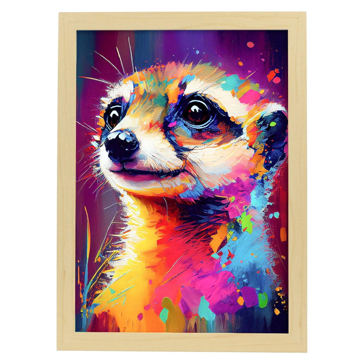Nacnic Abstract smiling Meerkat in Lisa Fran Style_2. Aesthetic Wall Art Prints for Bedroom or Living Room Design.