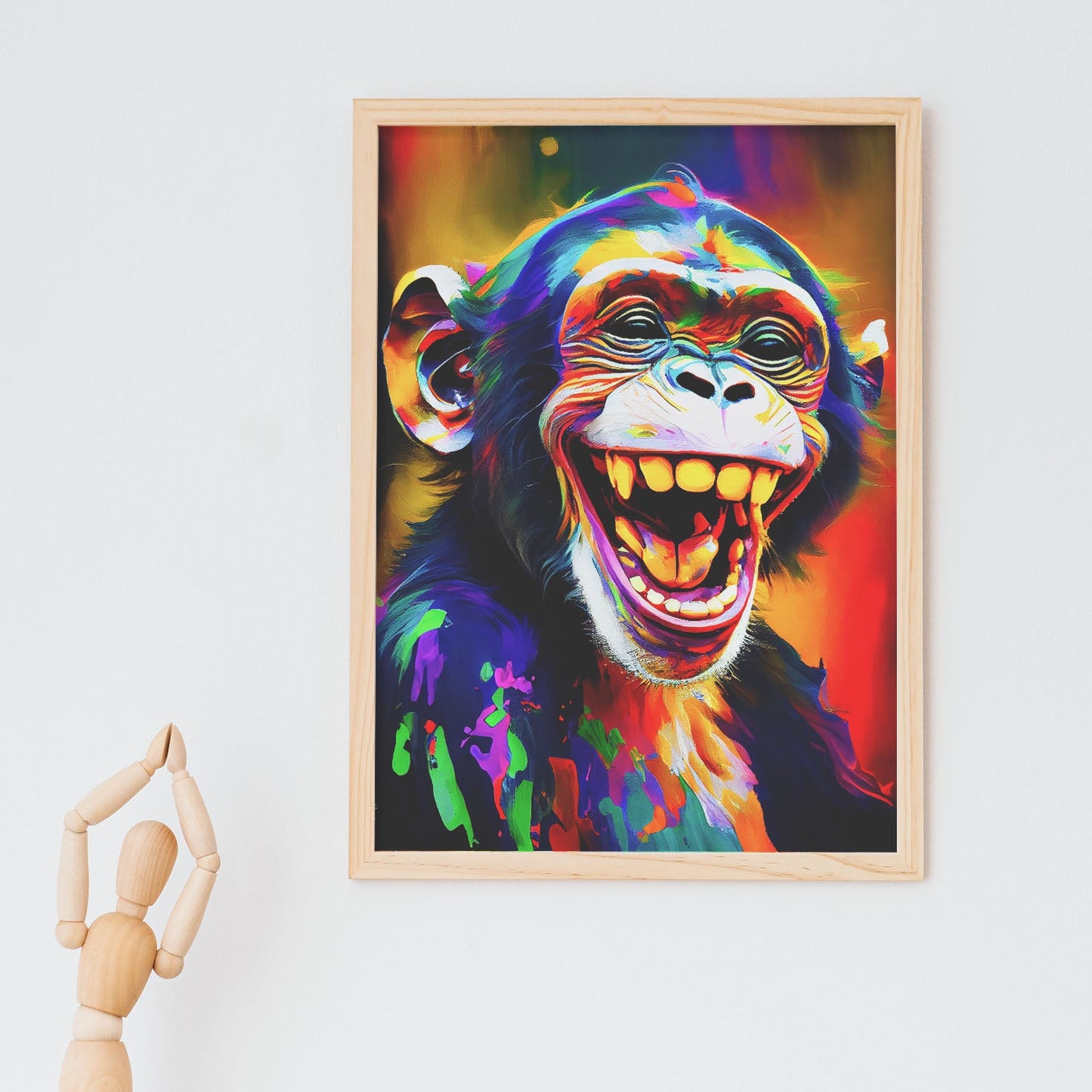 Lámina Nacnic Abstracta de Mono Sonriente Estilo Lisa Fran