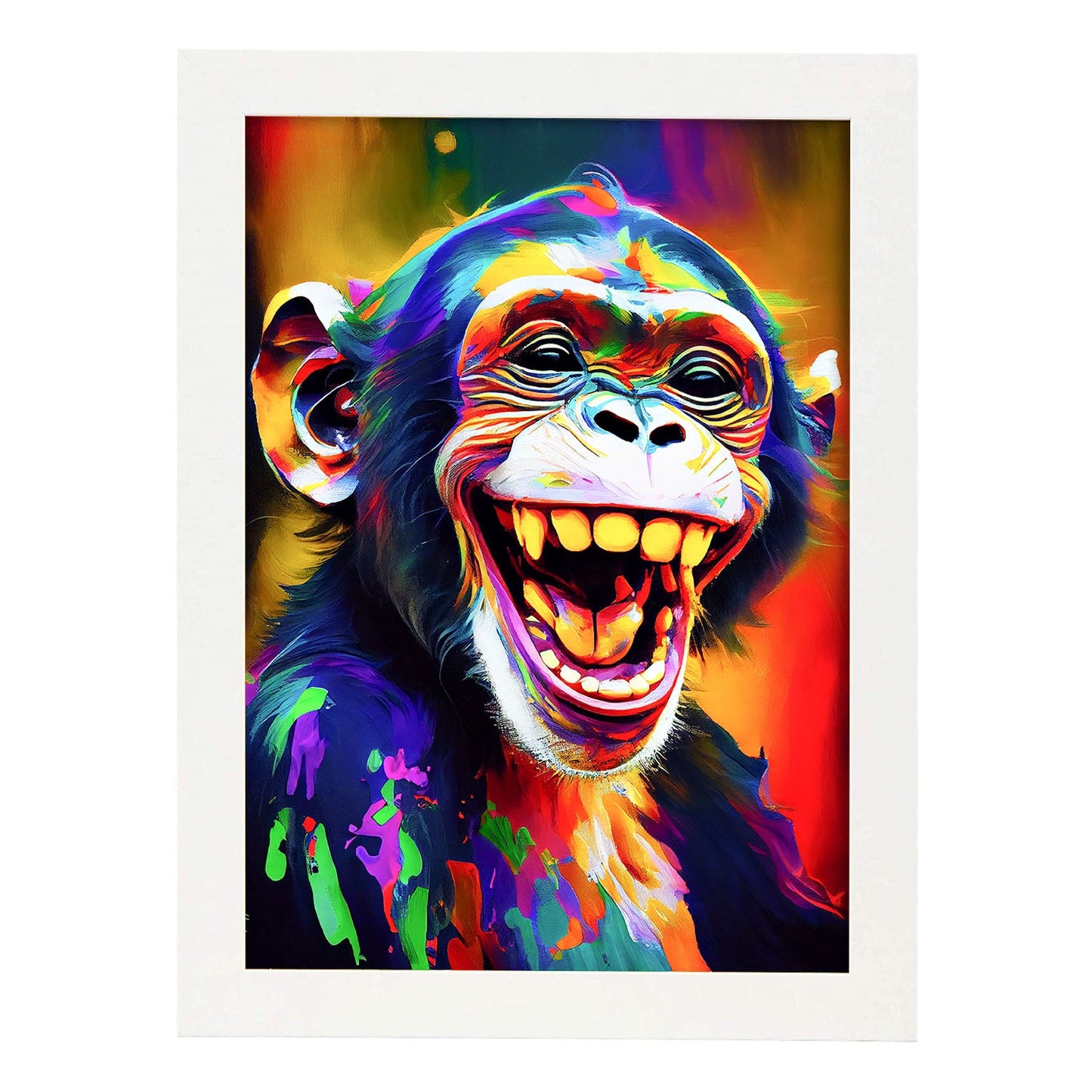 Lámina Nacnic Abstracta de Mono Sonriente Estilo Lisa Fran