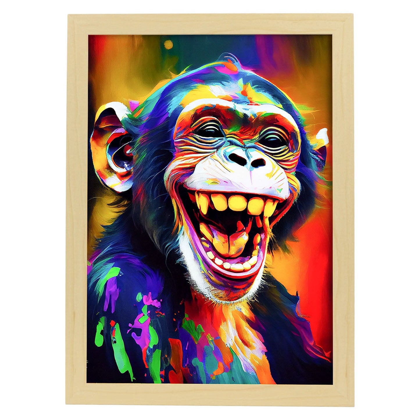 Lámina Nacnic Abstracta de Mono Sonriente Estilo Lisa Fran