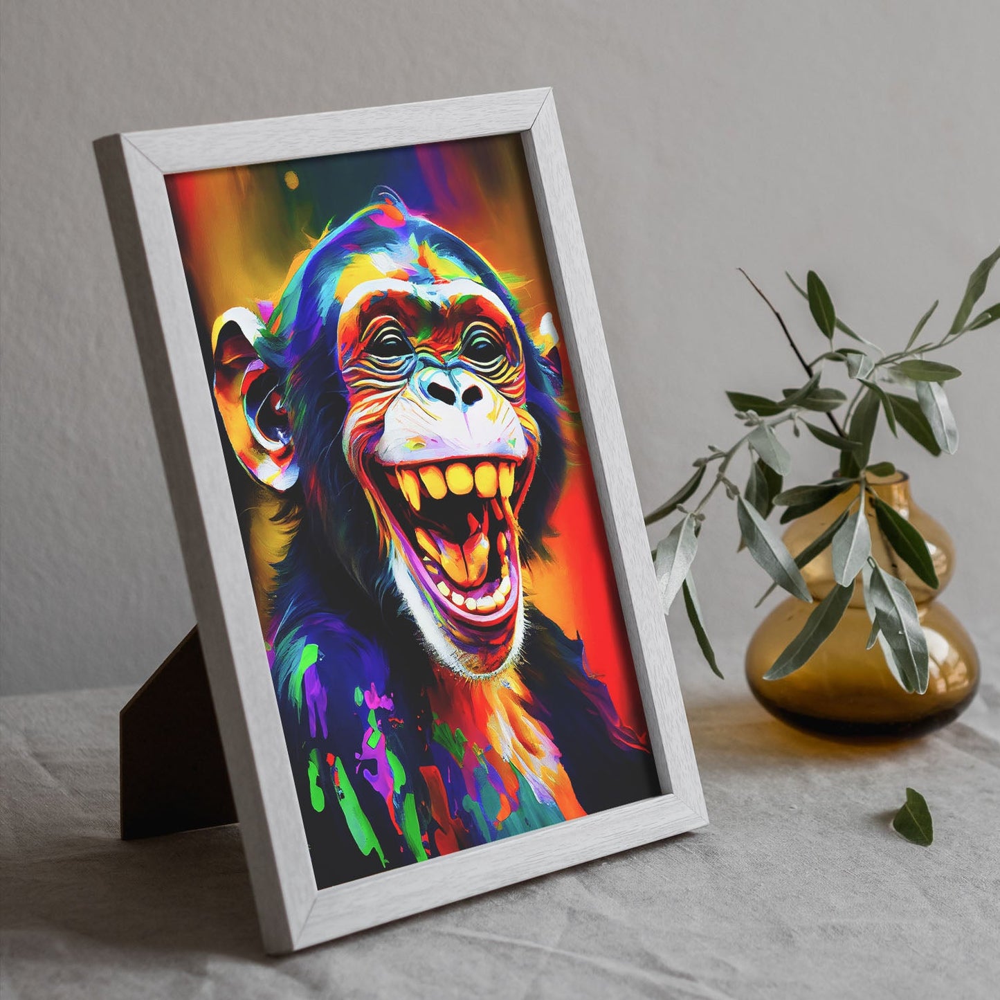 Lámina Nacnic Abstracta de Mono Sonriente Estilo Lisa Fran