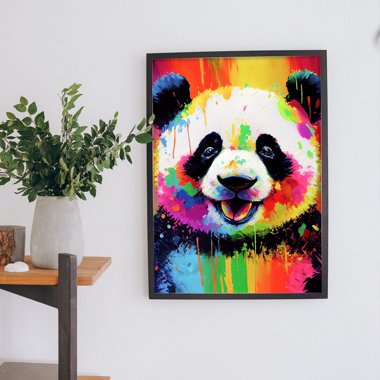 Nacnic Abstract smiling Panda in Lisa Fran Style_1. Aesthetic Wall Art Prints for Bedroom or Living Room Design.