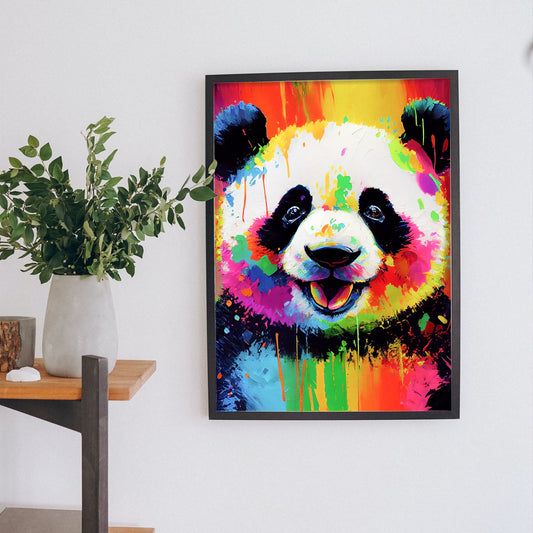 Lámina Abstracta de Panda Sonriente al Estilo Lisa Fran de Nacnic