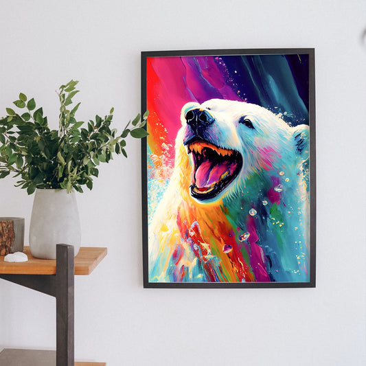 Lámina Nacnic de Oso Polar Sonriente en Estilo Lisa Fran Abstracto