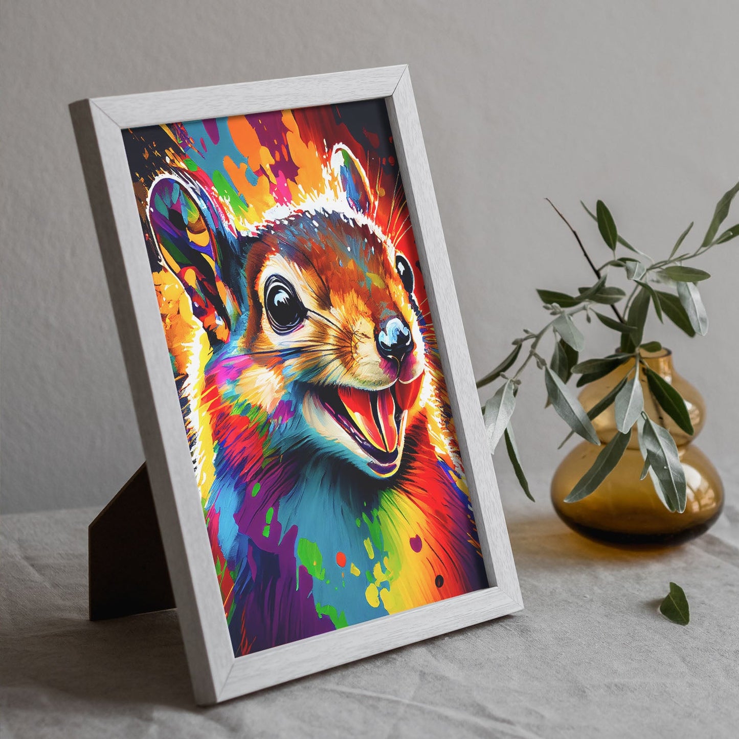 Lámina Abstracta de Ardilla Sonriente Estilo Lisa Fran de Nacnic