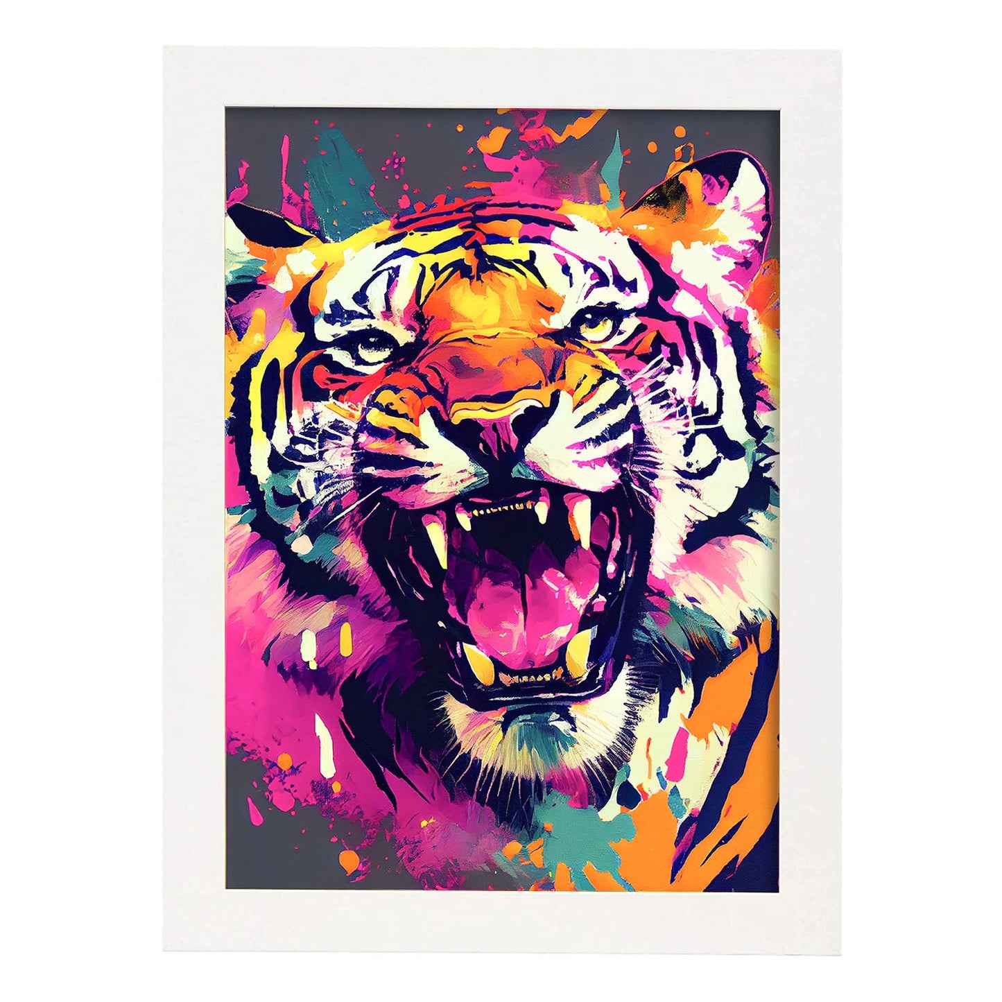 Lámina Abstracta de Tigre Sonriente en Estilo Lisa Fran Nacnic