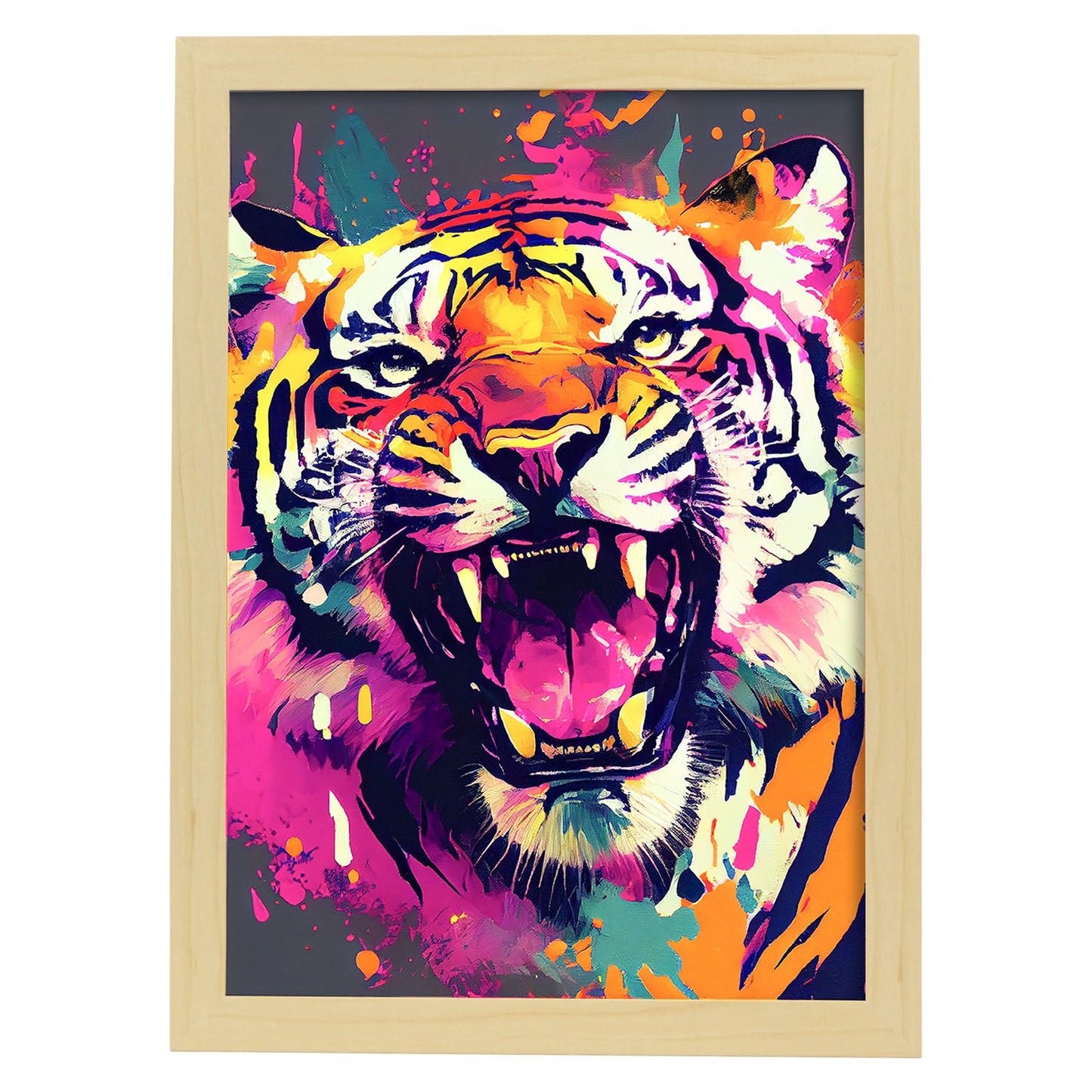 Lámina Abstracta de Tigre Sonriente en Estilo Lisa Fran Nacnic