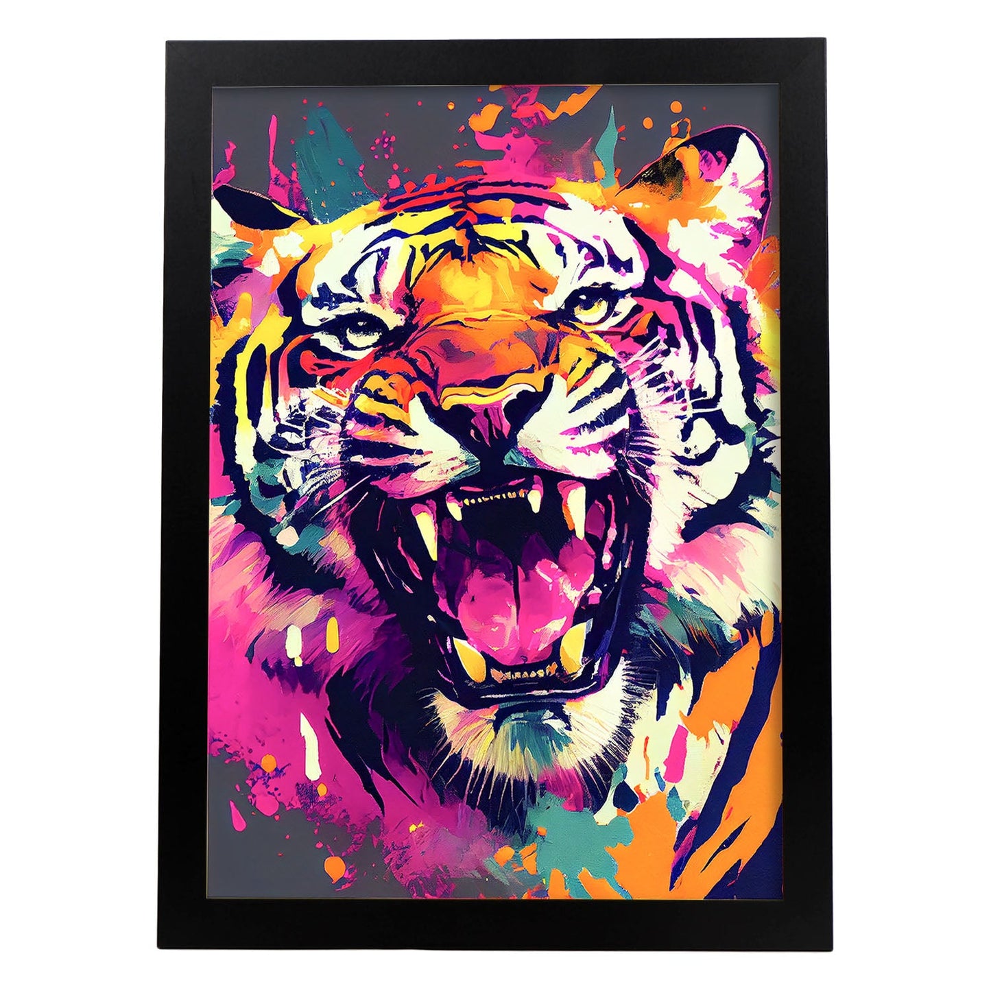 Lámina Abstracta de Tigre Sonriente en Estilo Lisa Fran Nacnic
