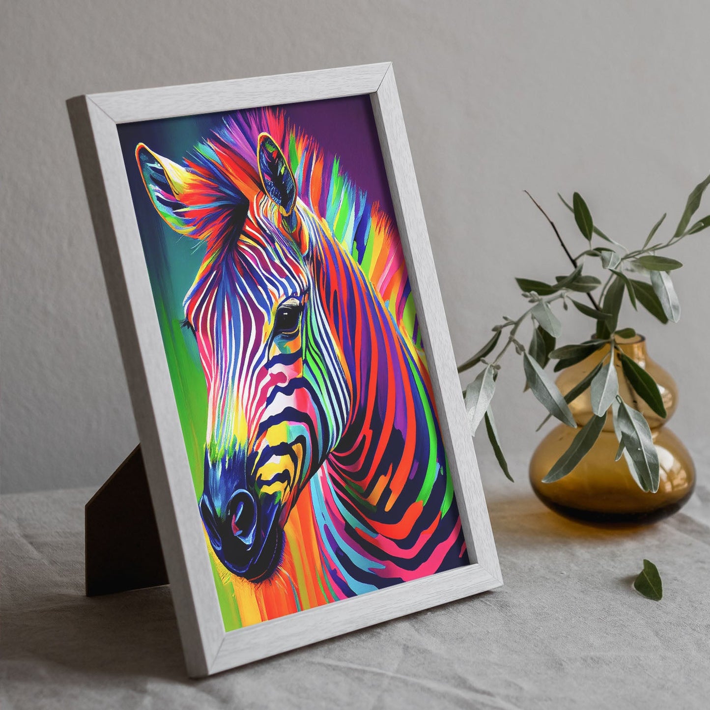 Lámina de Cebra Sonriente Abstracta en Estilo Lisa Fran de Nacnic