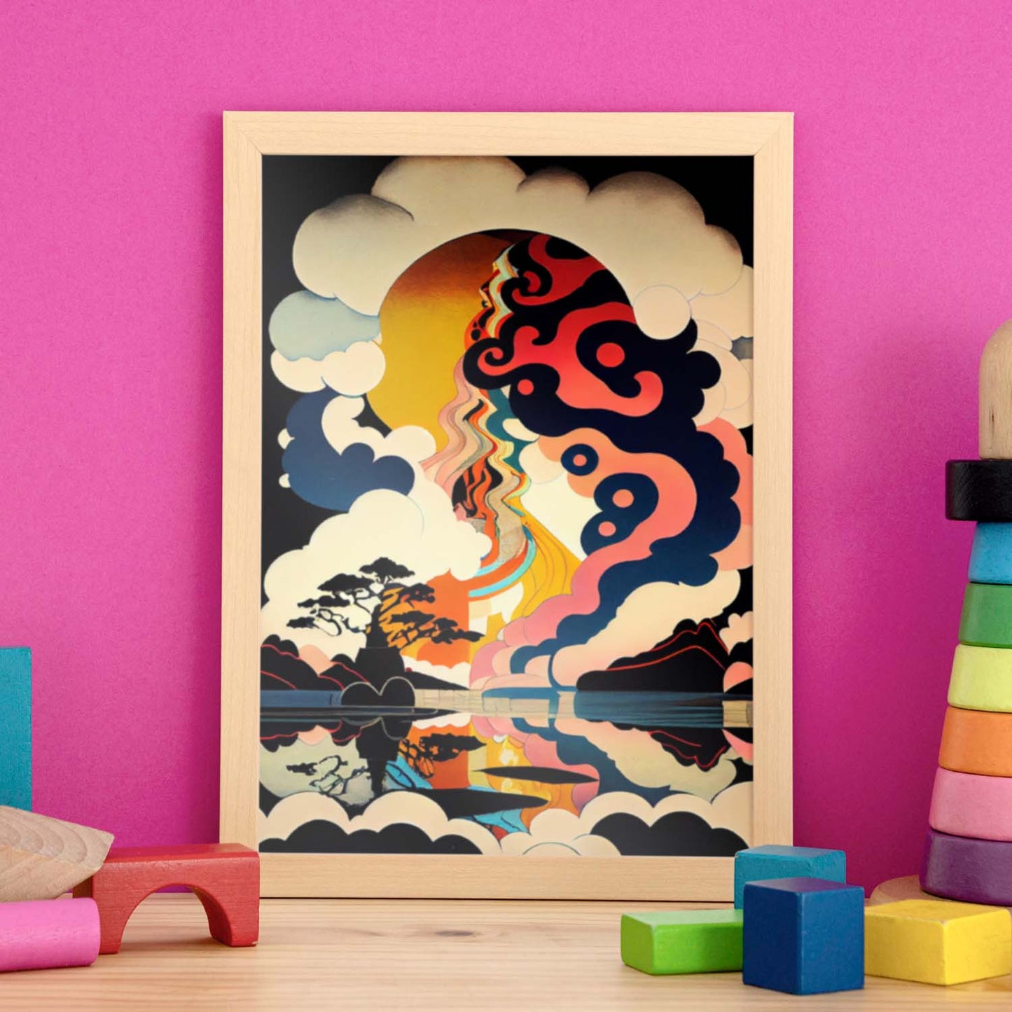 Nacnic Abstract Surreal Ukiyo 17. estampados de arte estético de pared para el diseño de dormitorio o sala de estar.-Artwork-Nacnic-Nacnic Estudio SL