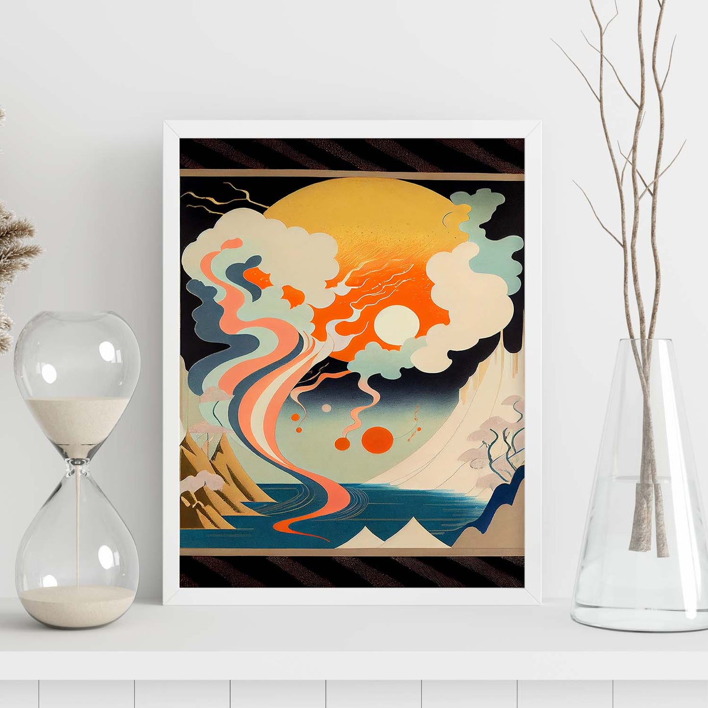 Nacnic Abstract Surreal Ukiyo 18. estampados de arte estético de pared para el diseño de dormitorio o sala de estar.-Artwork-Nacnic-Nacnic Estudio SL