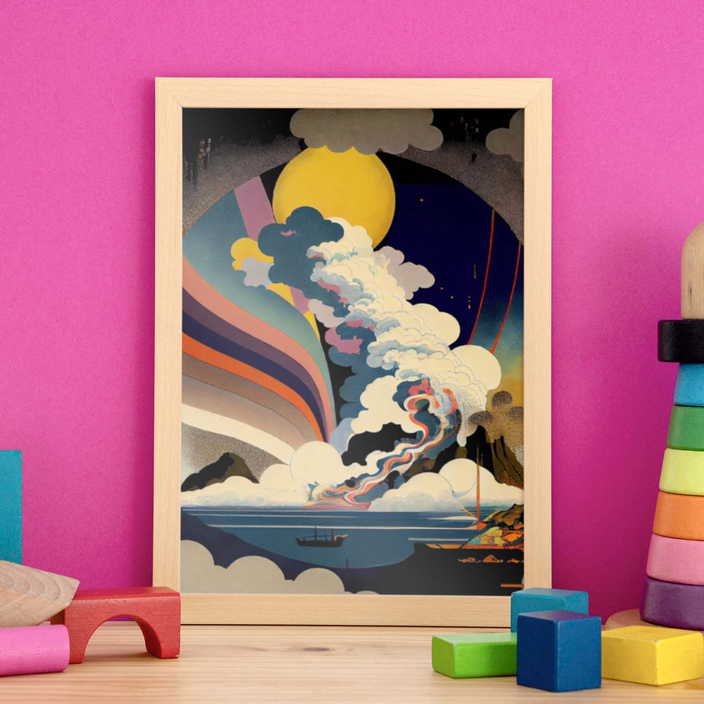 Nacnic Abstract Surreal Ukiyo 23. estampados de arte estético de pared para el diseño de dormitorio o sala de estar.-Artwork-Nacnic-Nacnic Estudio SL
