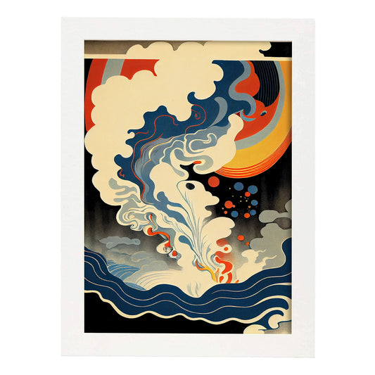 Nacnic Abstract Surreal Ukiyo 24. estampados de arte estético de pared para el diseño de dormitorio o sala de estar.-Artwork-Nacnic-A4-Marco Blanco-Nacnic Estudio SL