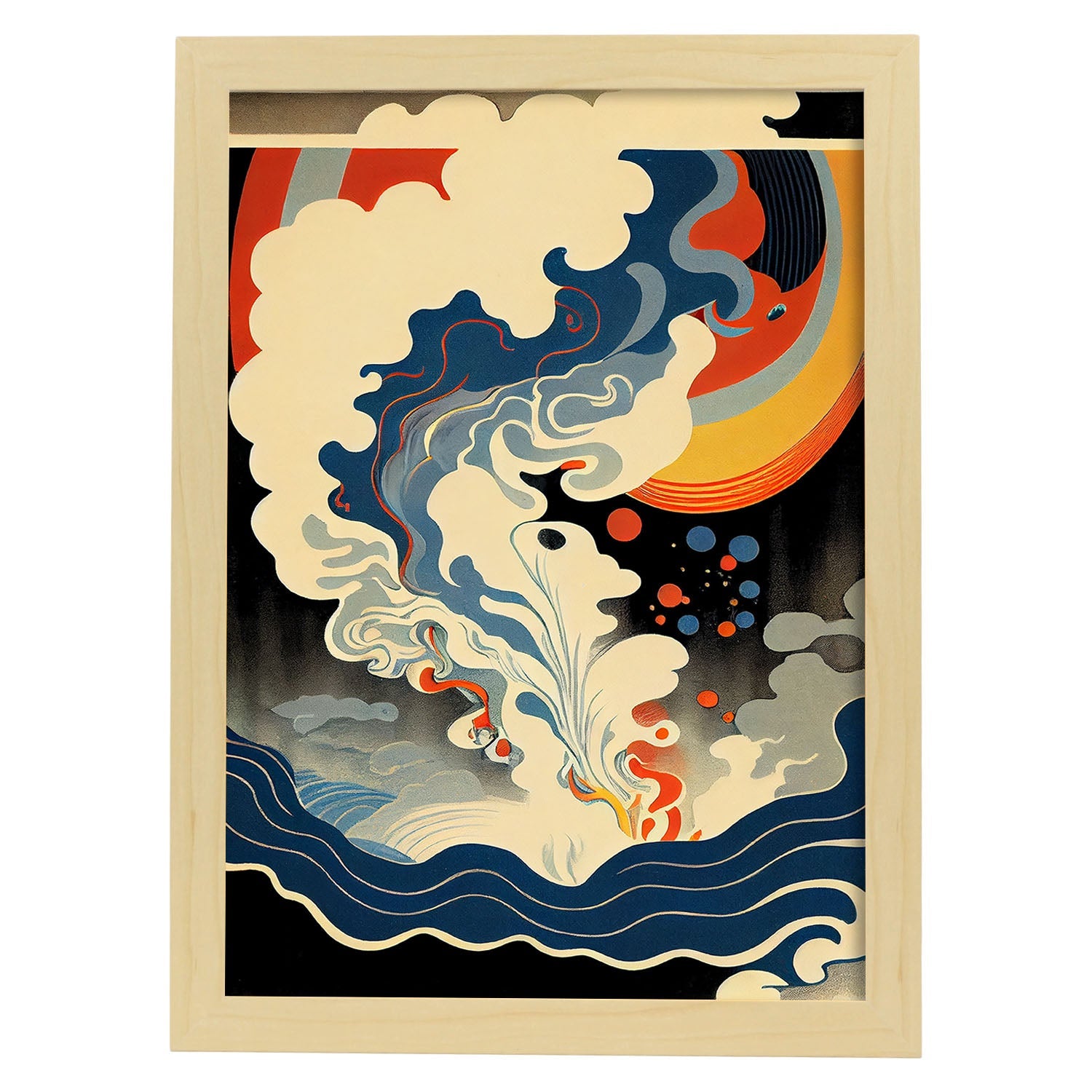 Nacnic Abstract Surreal Ukiyo 24. estampados de arte estético de pared para el diseño de dormitorio o sala de estar.-Artwork-Nacnic-A4-Marco Madera clara-Nacnic Estudio SL