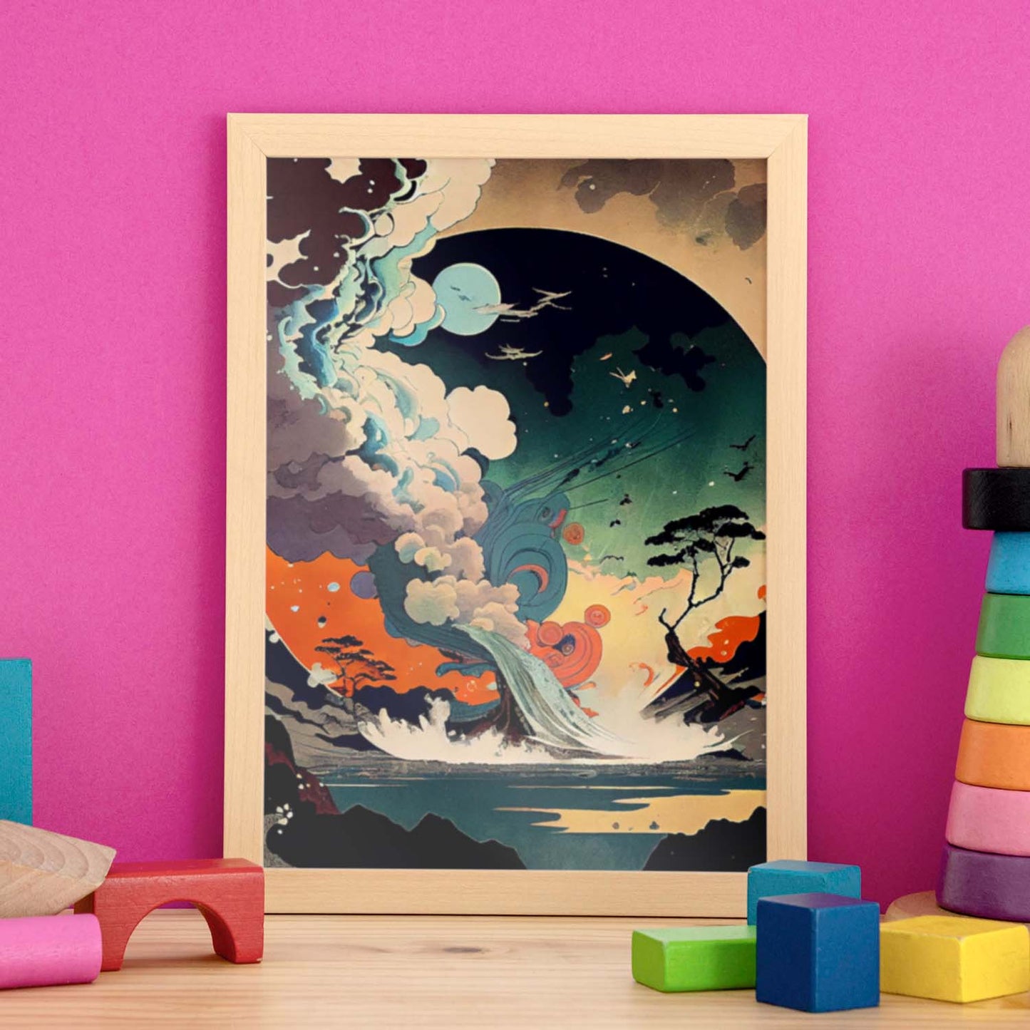 Nacnic Abstract Surreal Ukiyo 2. estampados de arte estético de pared para el diseño de dormitorio o sala de estar.-Artwork-Nacnic-Nacnic Estudio SL