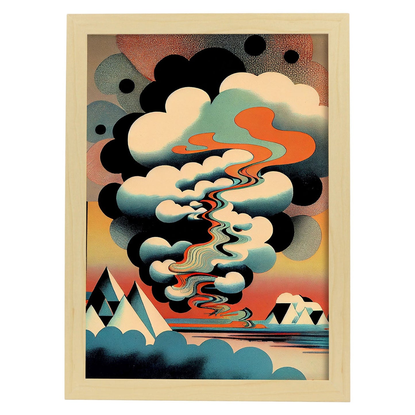 Nacnic Abstract Surreal Ukiyo 37. estampados de arte estético de pared para el diseño de dormitorio o sala de estar.-Artwork-Nacnic-A4-Marco Madera clara-Nacnic Estudio SL