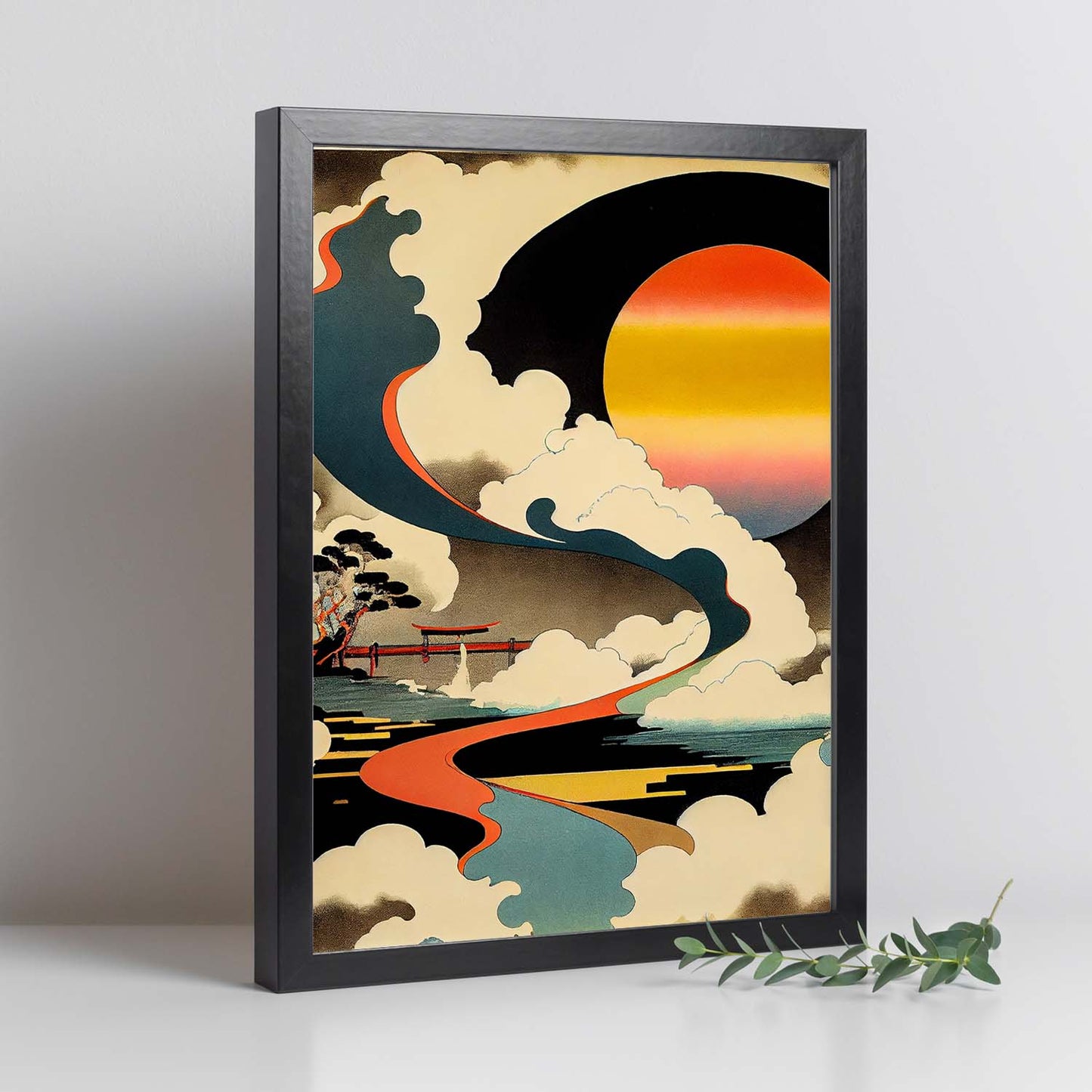 Nacnic Abstract Surreal Ukiyo 7. estampados de arte estético de pared para el diseño de dormitorio o sala de estar.-Artwork-Nacnic-Nacnic Estudio SL
