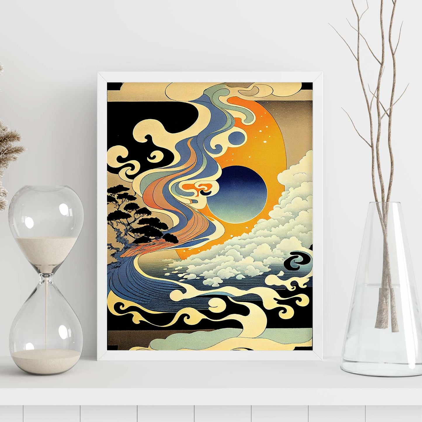 Nacnic Abstract Surreal Ukiyo 9. estampados de arte estético de pared para el diseño de dormitorio o sala de estar.-Artwork-Nacnic-Nacnic Estudio SL