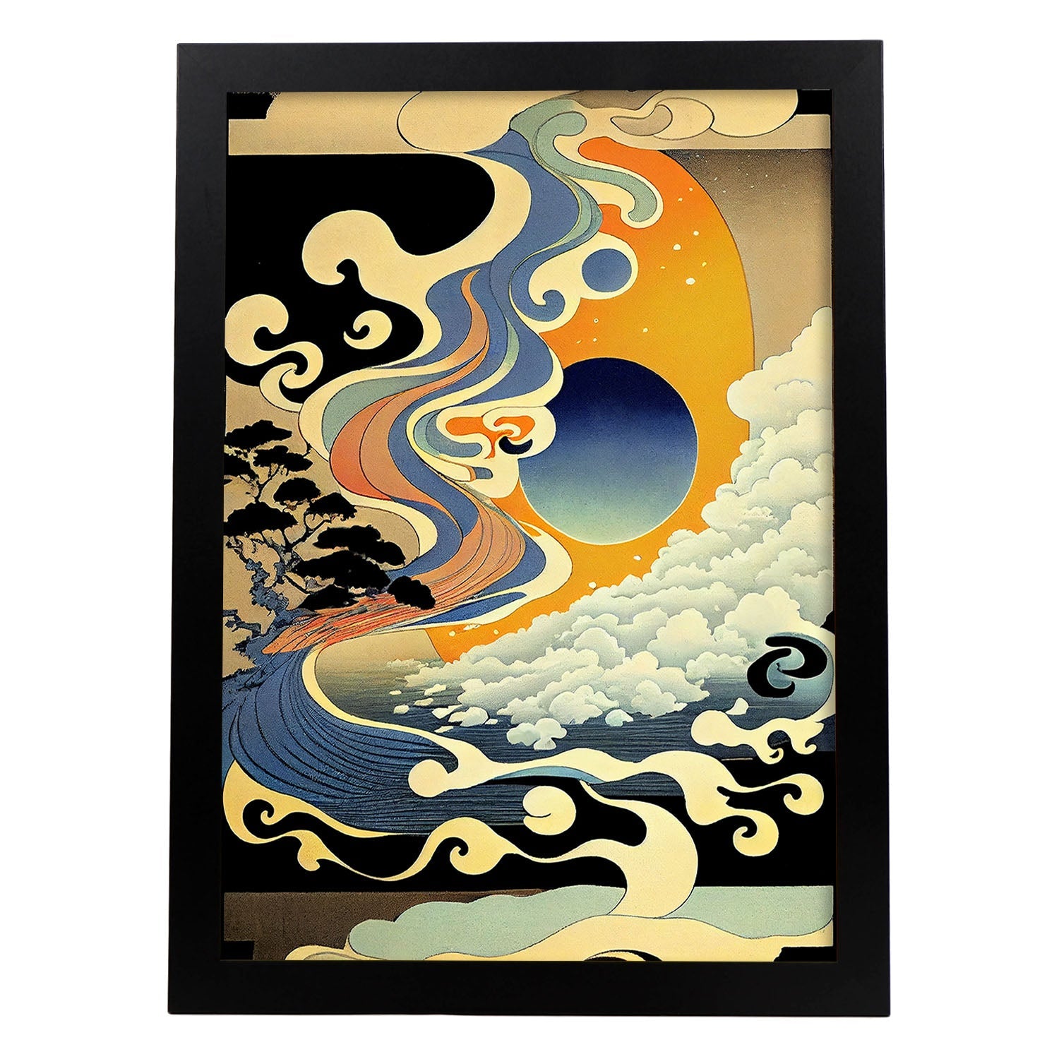 Nacnic Abstract Surreal Ukiyo 9. estampados de arte estético de pared para el diseño de dormitorio o sala de estar.-Artwork-Nacnic-A4-Sin marco-Nacnic Estudio SL