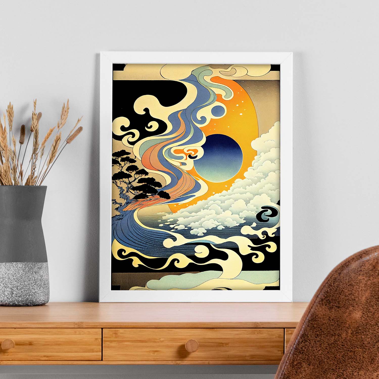 Nacnic Abstract Surreal Ukiyo 9. estampados de arte estético de pared para el diseño de dormitorio o sala de estar.-Artwork-Nacnic-Nacnic Estudio SL