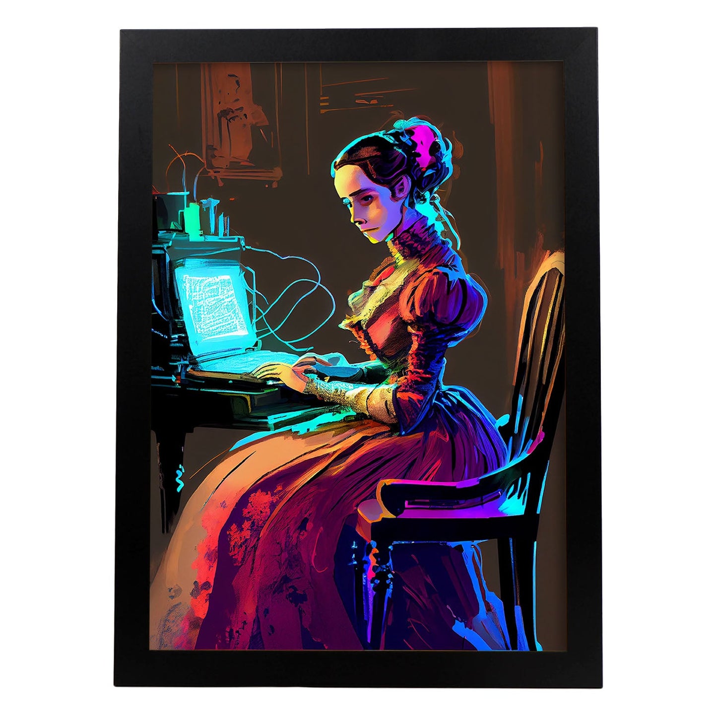 Nacnic Ada Lovelace Asiento con Dynami de estilo Pixar Pixar. Estampados de arte de pared estético para el diseño de dormitorio o sala de estar.-Artwork-Nacnic-A4-Sin marco-Nacnic Estudio SL
