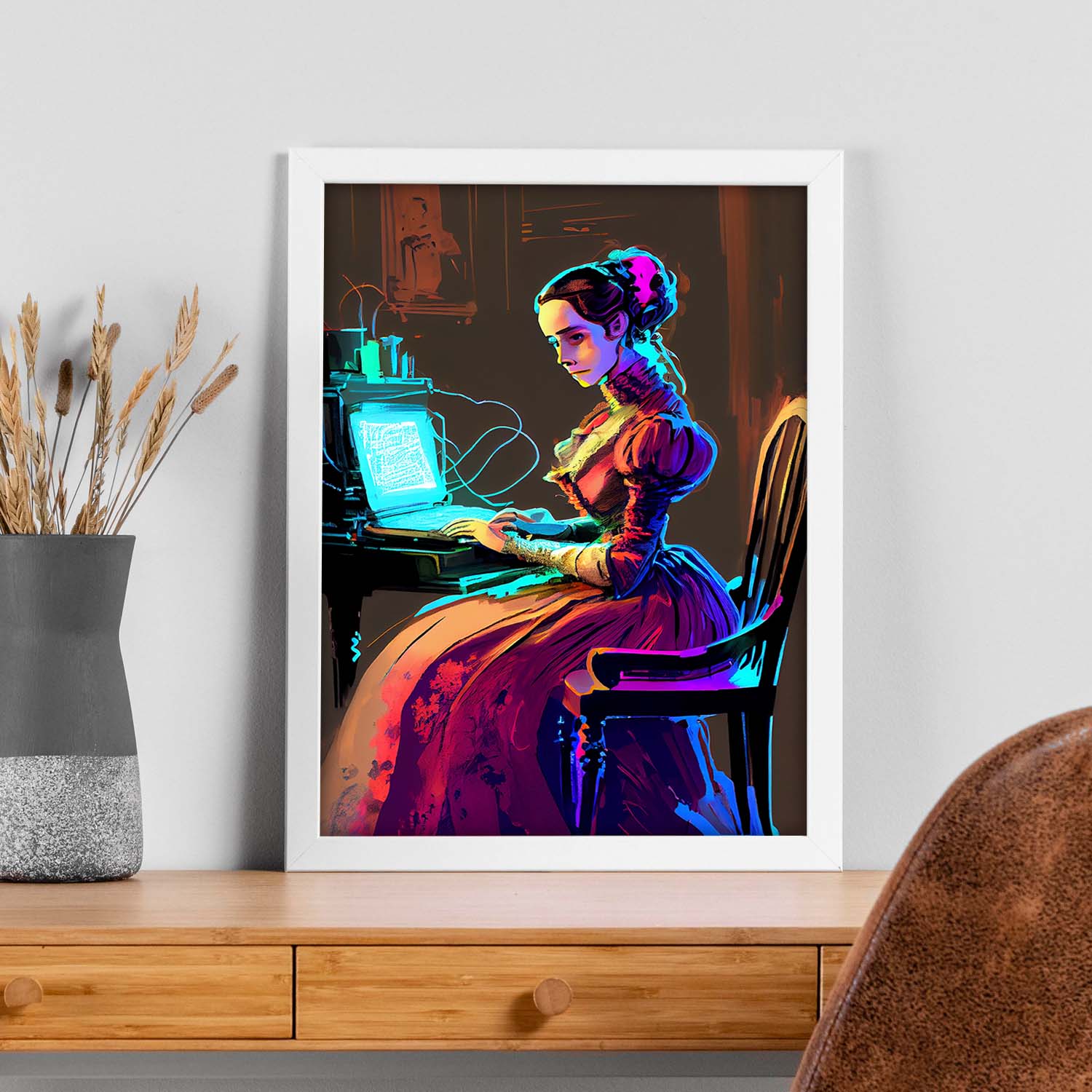 Nacnic Ada Lovelace Asiento con Dynami de estilo Pixar Pixar. Estampados de arte de pared estético para el diseño de dormitorio o sala de estar.-Artwork-Nacnic-Nacnic Estudio SL
