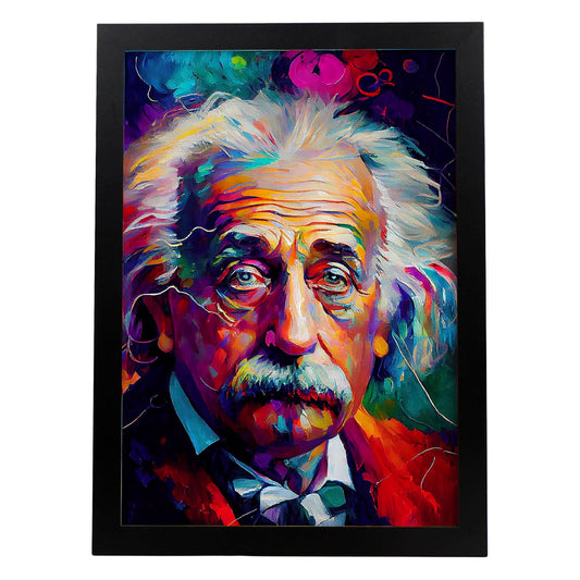 Nacnic Albert Einstein Pintura al óleo de los golpes coloridos. Estampados de arte de pared estético para el diseño de dormitorio o sala de estar.-Artwork-Nacnic-A4-Sin marco-Nacnic Estudio SL