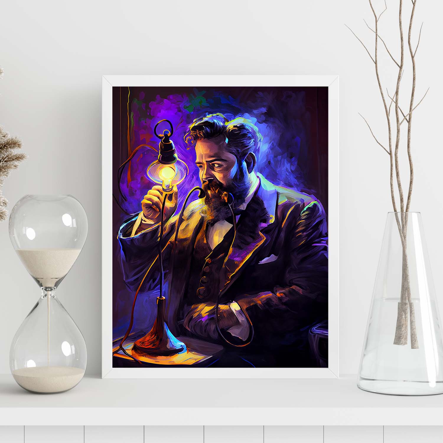 Nacnic Alexander Graham Bell inventando el teléfono Pixar. Estampados de arte de pared estético para el diseño de dormitorio o sala de estar.-Artwork-Nacnic-Nacnic Estudio SL