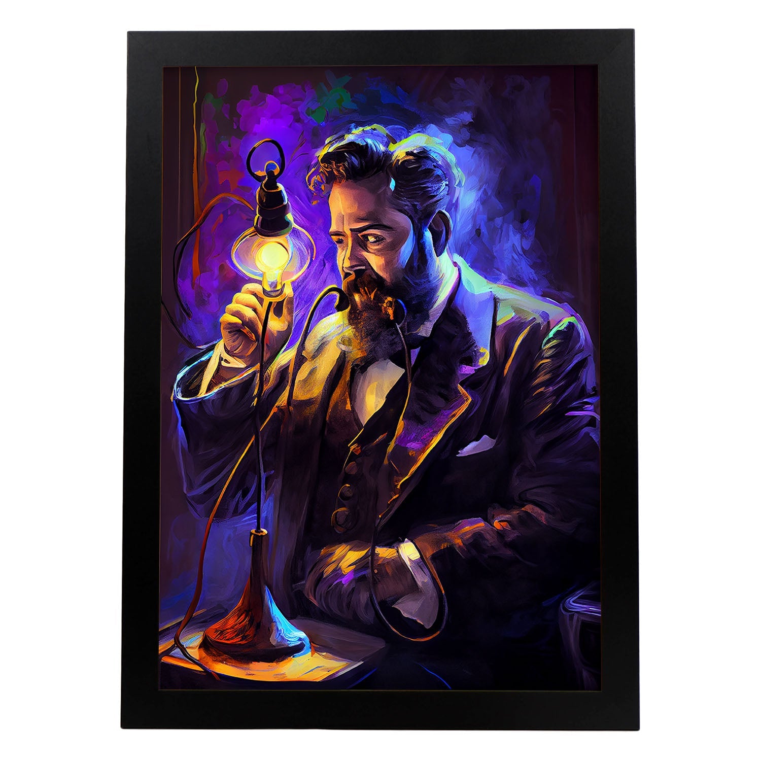 Nacnic Alexander Graham Bell inventando el teléfono Pixar. Estampados de arte de pared estético para el diseño de dormitorio o sala de estar.-Artwork-Nacnic-A4-Sin marco-Nacnic Estudio SL