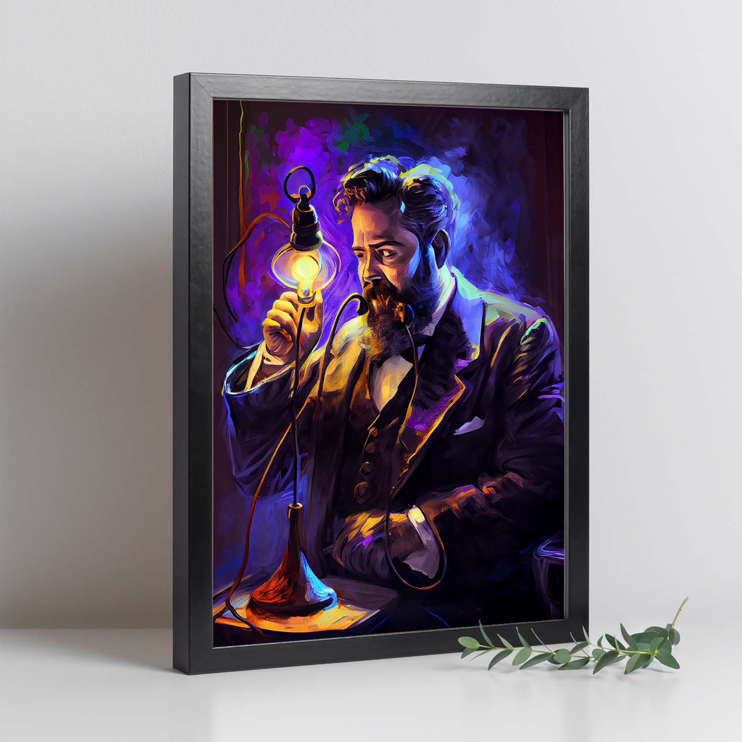 Nacnic Alexander Graham Bell inventando el teléfono Pixar. Estampados de arte de pared estético para el diseño de dormitorio o sala de estar.-Artwork-Nacnic-Nacnic Estudio SL