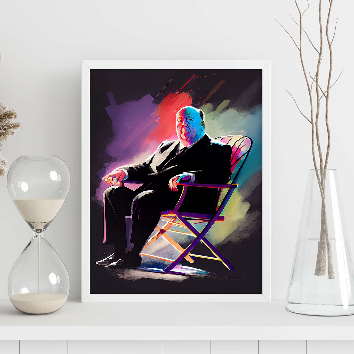 Nacnic Alfred Hitchcock ubicada en el presidente del director Pixar Styl. Estampados de arte de pared estético para el diseño de dormitorio o sala de estar.-Artwork-Nacnic-Nacnic Estudio SL