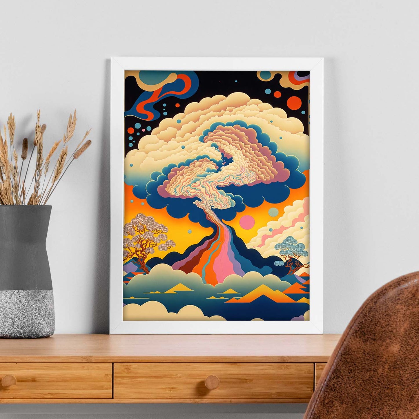 Nacnic altamente detallado geométrico psicodélico ukiyo 10. estampados de arte estético de pared para el diseño de dormitorio o sala de estar.-Artwork-Nacnic-Nacnic Estudio SL