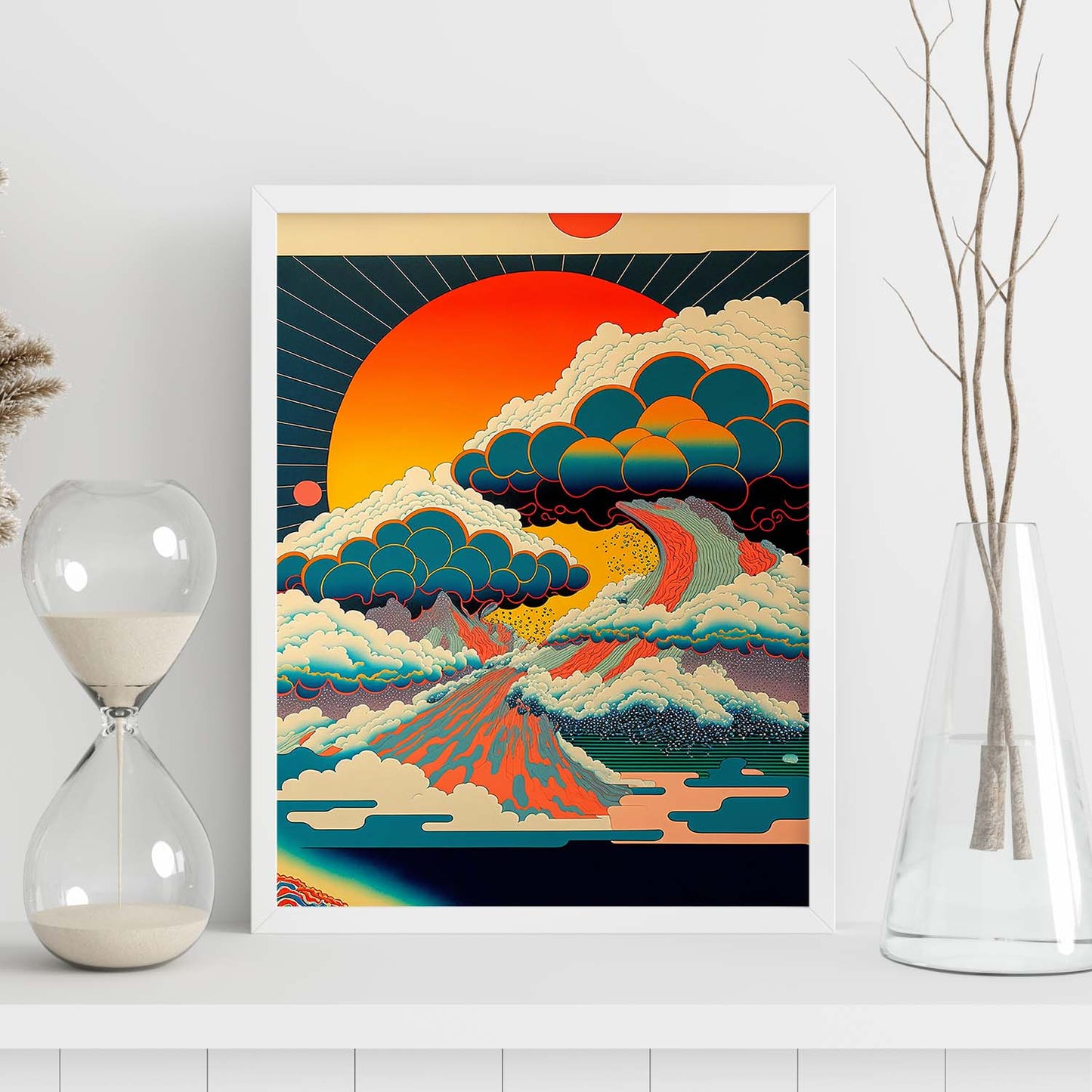 Nacnic altamente detallado geométrico psicodélico ukiyo 1. estampados de arte estético de pared para el diseño de dormitorio o sala de estar.-Artwork-Nacnic-Nacnic Estudio SL