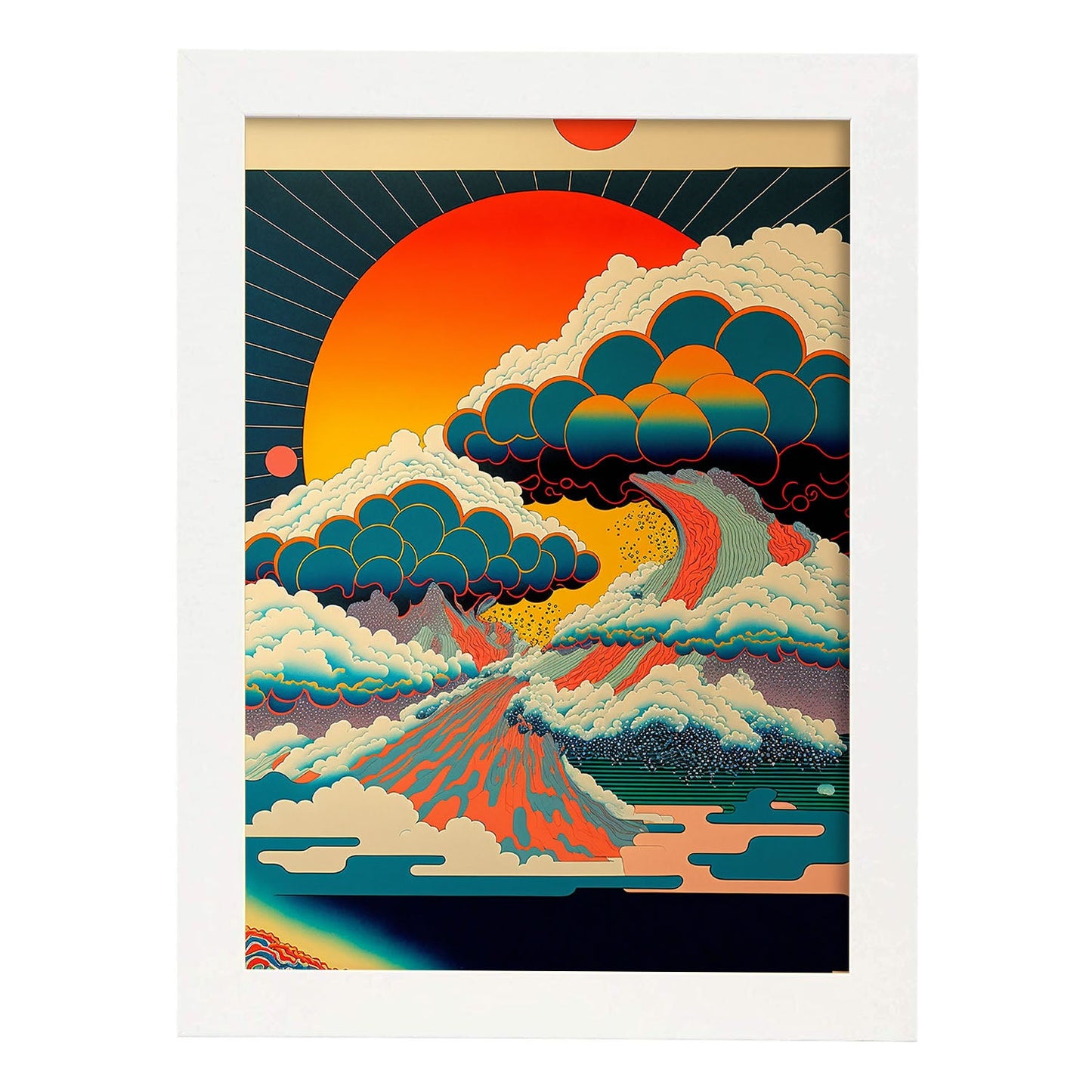 Nacnic altamente detallado geométrico psicodélico ukiyo 1. estampados de arte estético de pared para el diseño de dormitorio o sala de estar.-Artwork-Nacnic-A4-Marco Blanco-Nacnic Estudio SL