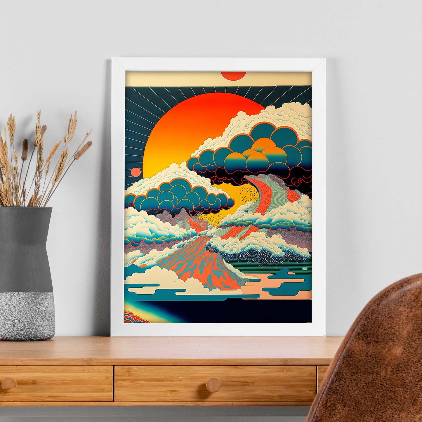 Nacnic altamente detallado geométrico psicodélico ukiyo 1. estampados de arte estético de pared para el diseño de dormitorio o sala de estar.-Artwork-Nacnic-Nacnic Estudio SL