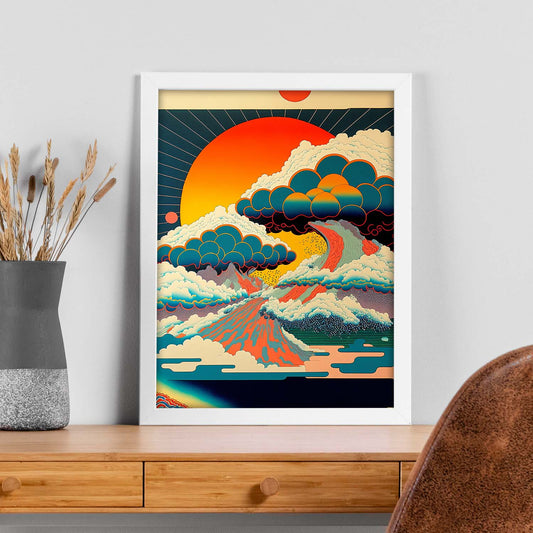 Nacnic altamente detallado geométrico psicodélico ukiyo 1. estampados de arte estético de pared para el diseño de dormitorio o sala de estar.-Artwork-Nacnic-Nacnic Estudio SL