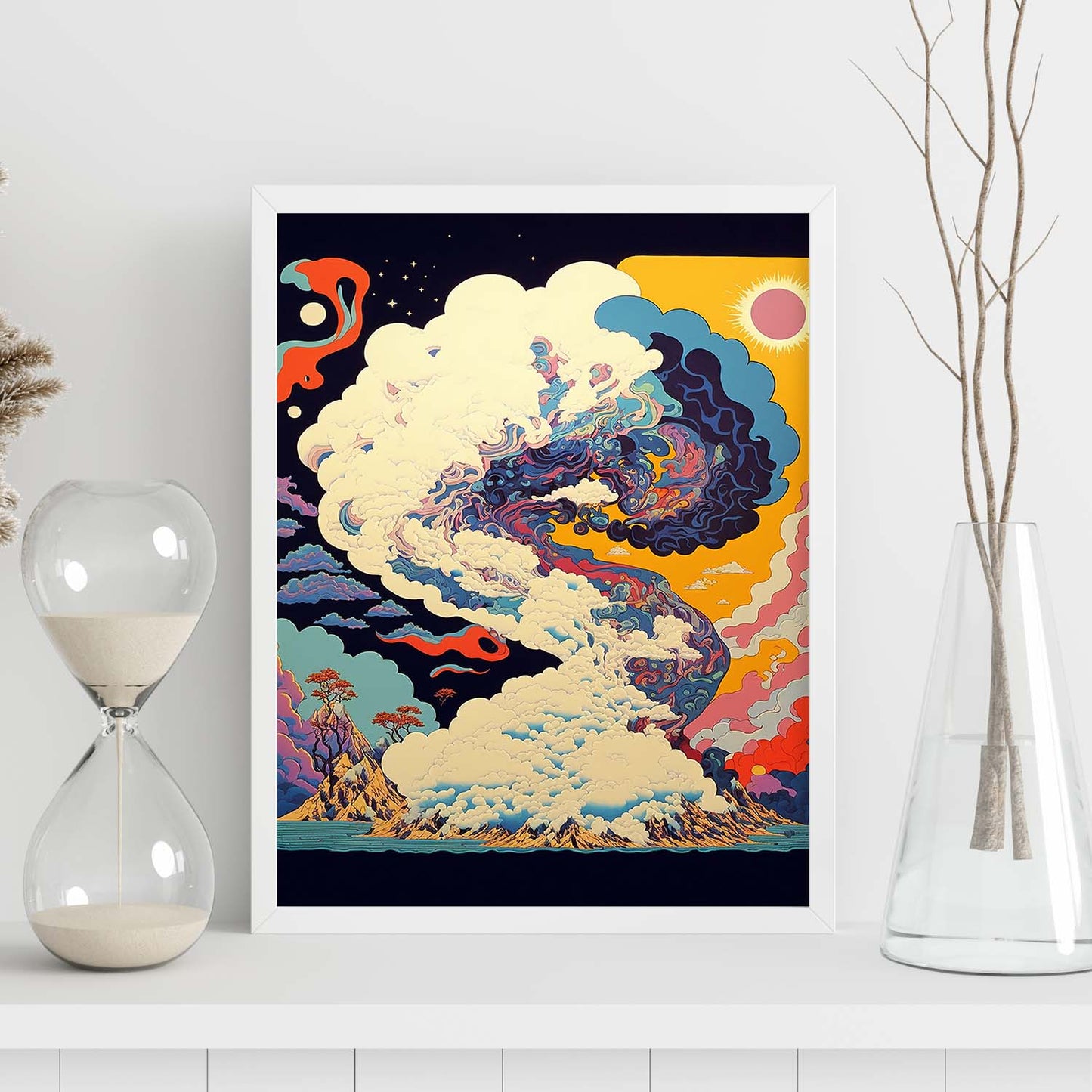 Nacnic altamente detallado geométrico psicodélico ukiyo 4. estampados de arte de pared estético para el diseño de dormitorio o sala de estar.-Artwork-Nacnic-Nacnic Estudio SL