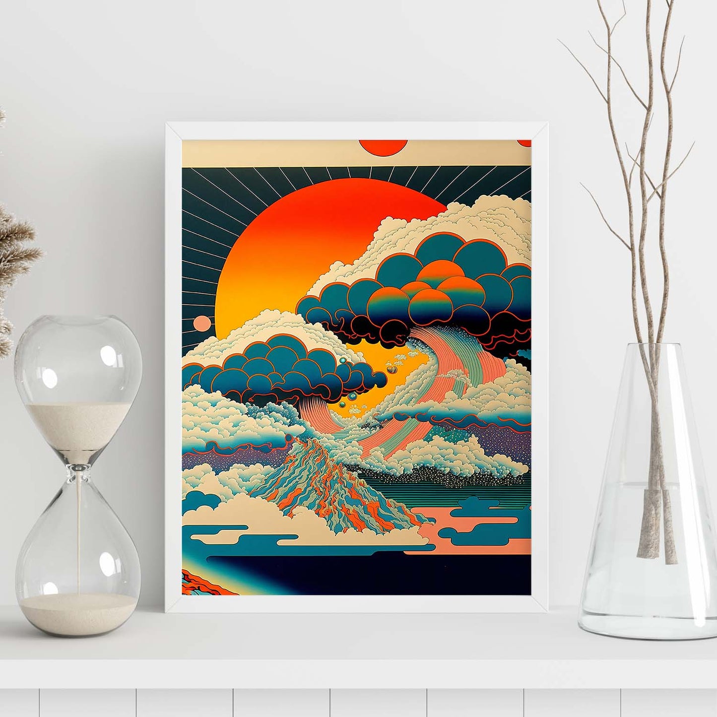 Nacnic altamente detallado geométrico psicodélico ukiyo 5. estampados de arte estético de pared para el diseño de dormitorio o sala de estar.-Artwork-Nacnic-Nacnic Estudio SL