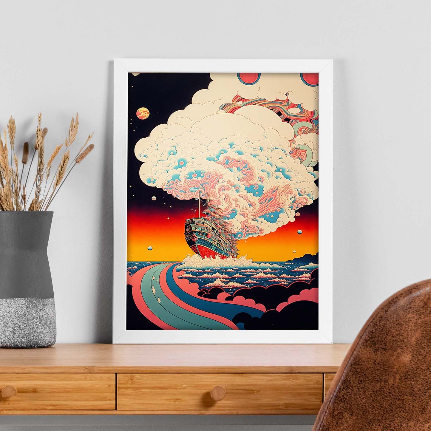 Nacnic altamente detallado geométrico psicodélico ukiyo 6. estampados de arte estético de pared para el diseño de dormitorio o sala de estar.-Artwork-Nacnic-Nacnic Estudio SL