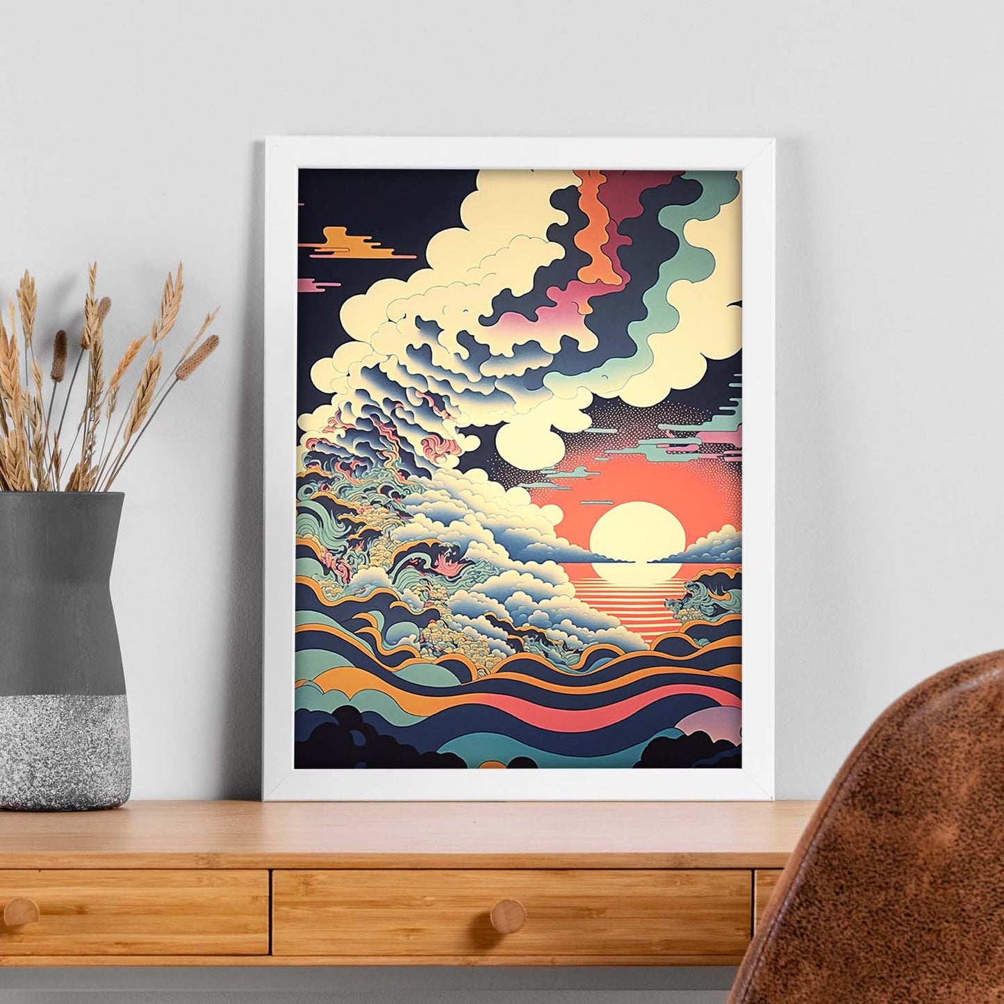 Nacnic altamente detallado geométrico psicodélico ukiyo 8. estampados de arte estético de pared para el diseño de dormitorio o sala de estar.-Artwork-Nacnic-Nacnic Estudio SL